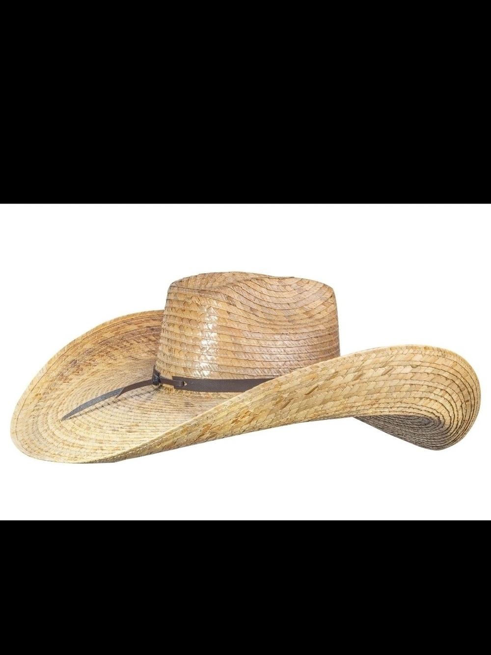 Straw Cowboy Hat with Brown Band - Natural